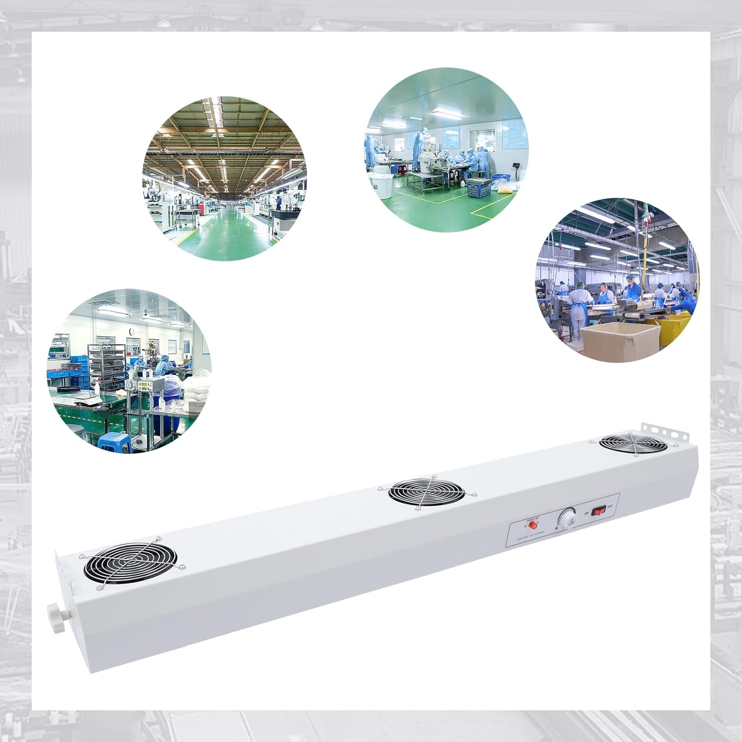 Ionizing Air Blower ESD Blowing Ionizer Static Elimination Ionic Drying Machine with 3 Fan Adjustable Angle Cleanroom Ionizer（1.39 m³/min 110v/60hz）
