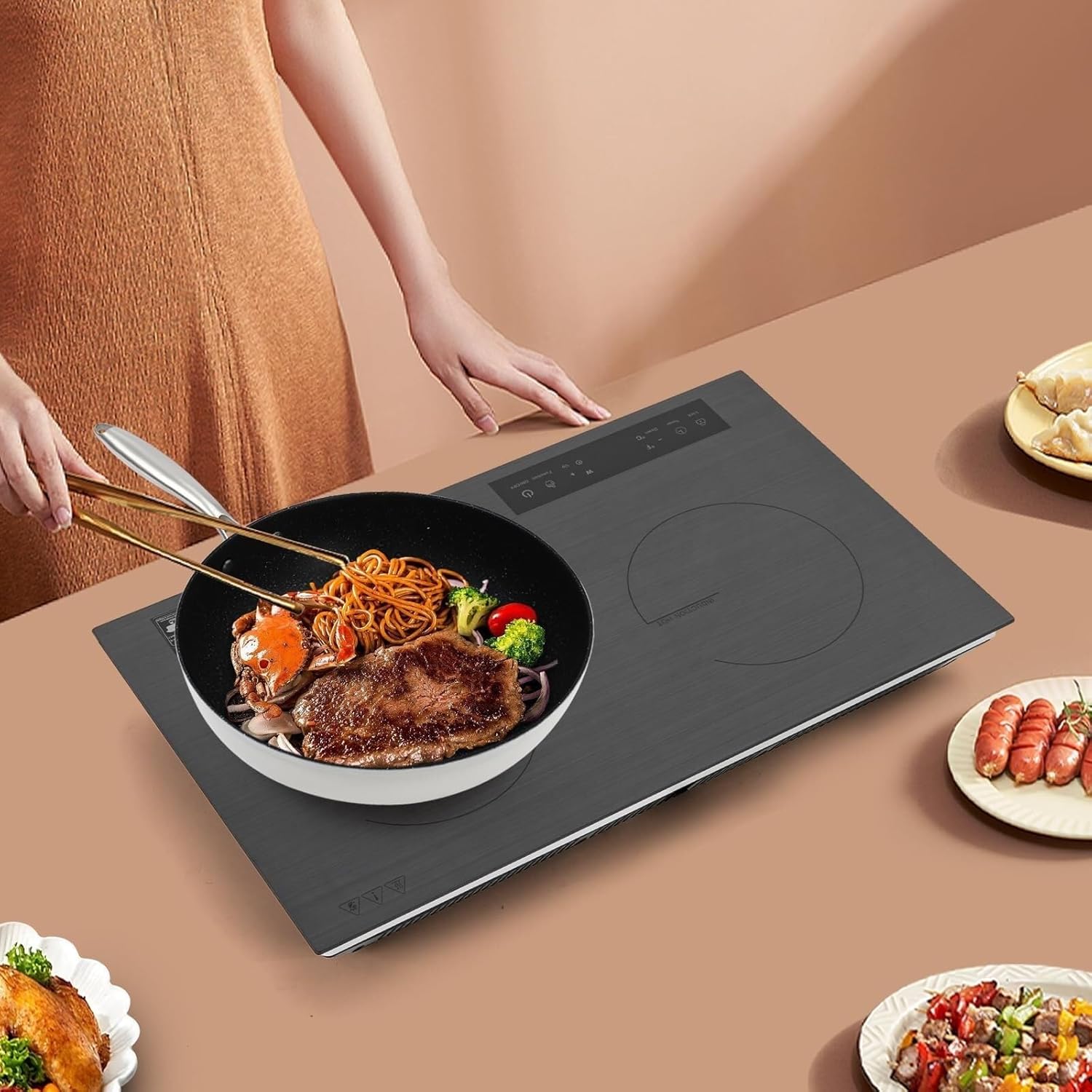 Double Induction Cooktop Double Induction Cooktop, 4000W 110V Induction stove top Knob Control, Portable Iduction Cooktop with 9 Power Levels