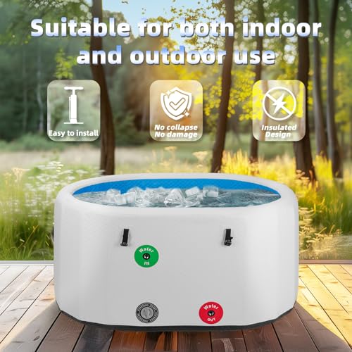 XL Cold Plunge Tub, Ice Bath Tub for Athletes, Water Chiller Compatible, Portable Ice Bath at Home Outdoor, Black, 53.15" L x 33.46" W x 25.59" H