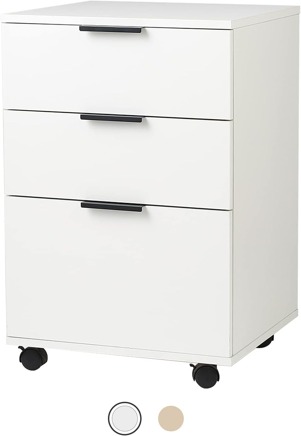 DASROOM 3 Drawer Rolling Wood File Cabinet Home Office Portable Vertical Mobile Storage Filing Cabinet with Wheels, Assembly Required, Oak