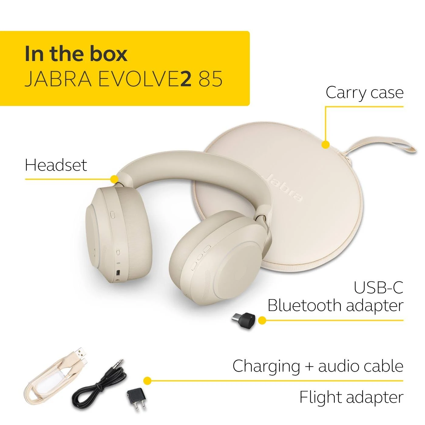 Jabra Evolve2 85 Headset - UC Stereo - Beige