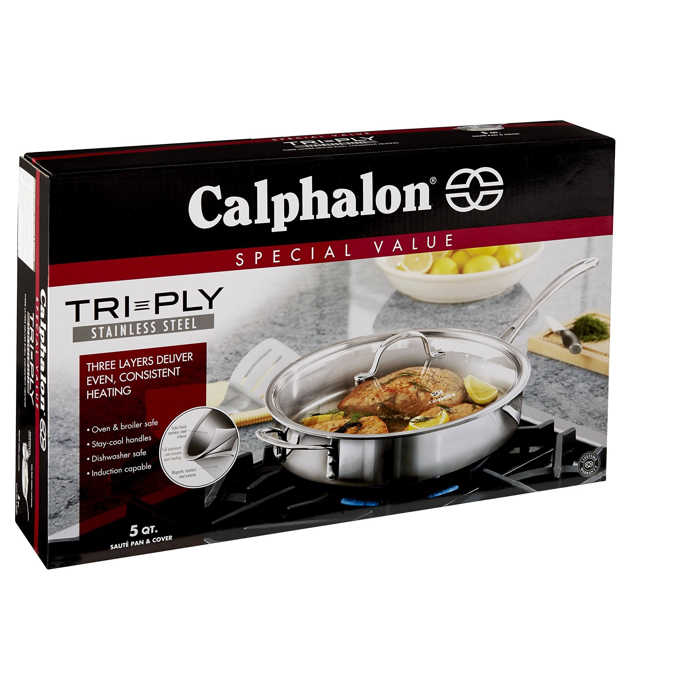 Calphalon Tri-Ply Stainless Steel 5-Quart Saute Pan with Cover