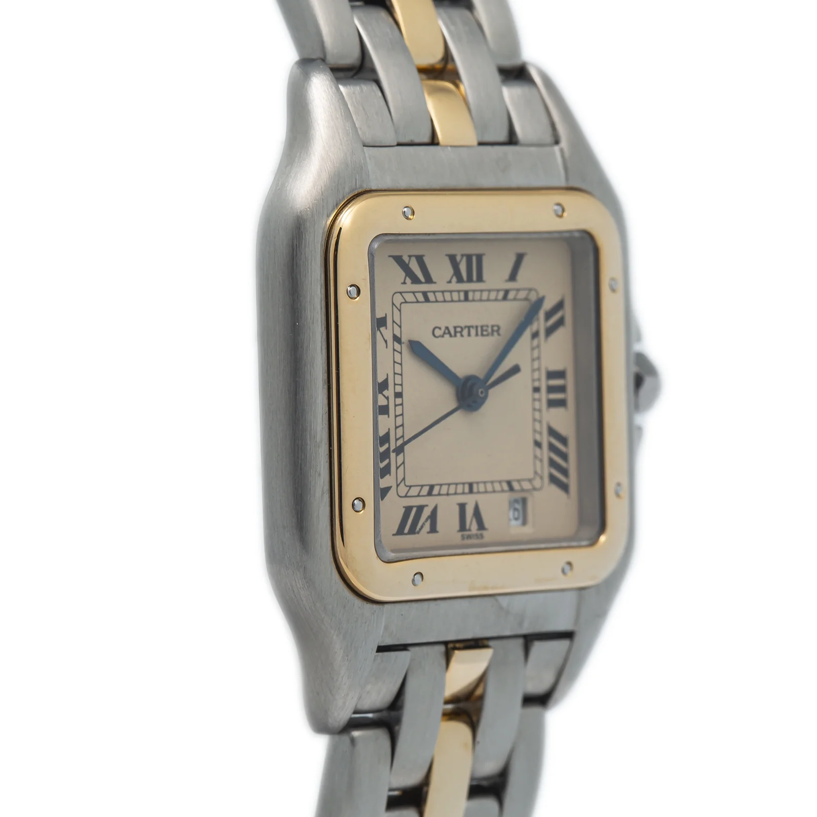 Cartier Panthere 1 Row 187949 18k Yellow Two Tone Quartz White Dial Watch 27mm