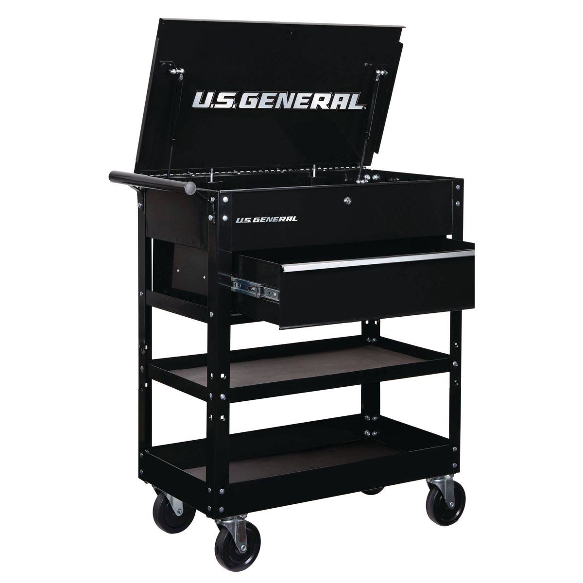 U.S. General 30 in. Bulk Storage Black Tech Cart 64002