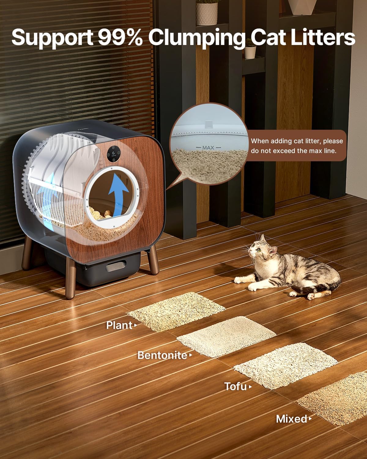 Self Cleaning Litter Box, Automatic Cat Litter Box Self Cleaning for Multi Cats, TUV Certified/Anti-Pinch/Safety Protection/Odor Removal/APP Control Extra Large Litter Box with Mat & Liner