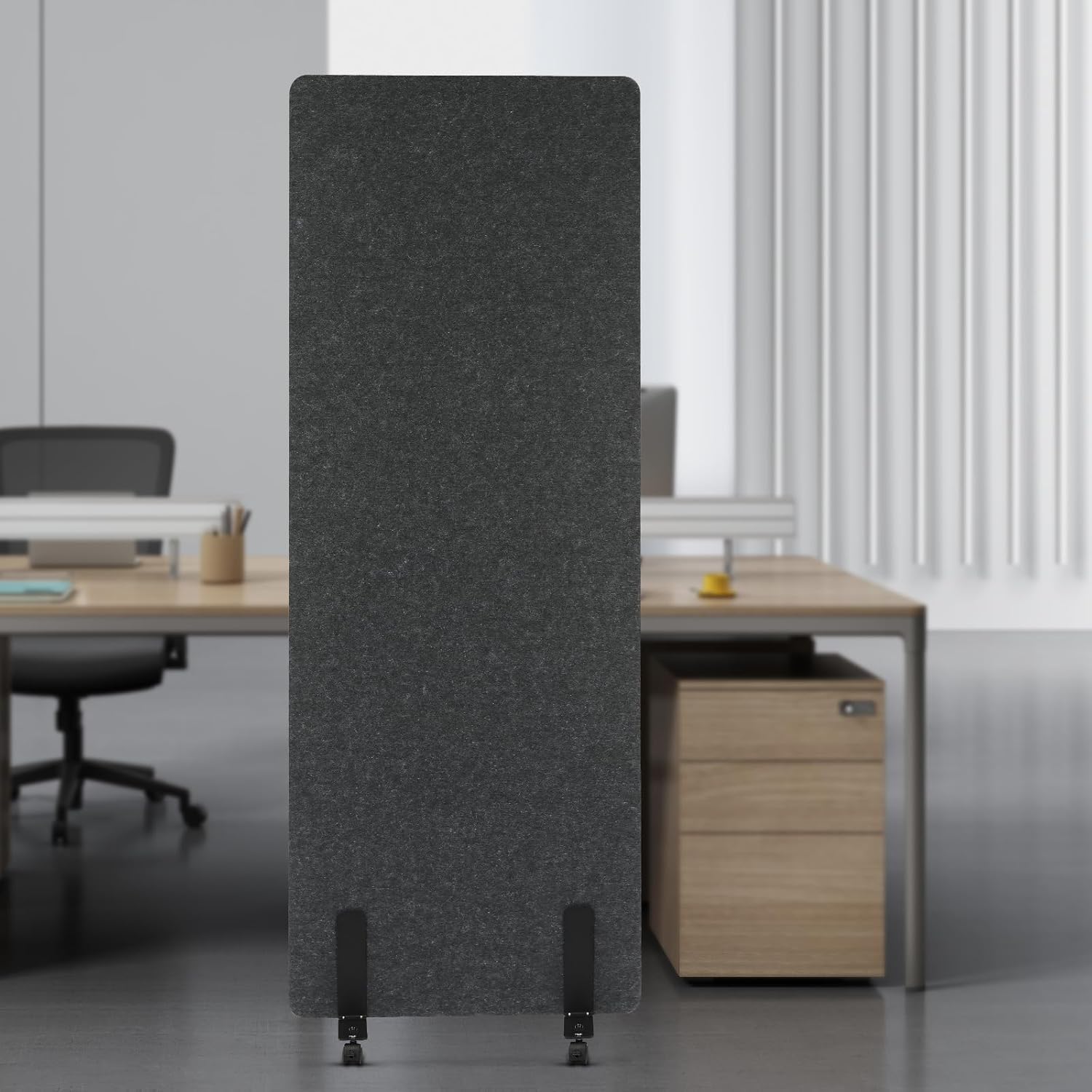 Freestanding 24" x 66" Noise Reducing Acoustic Room Wall Cubicle Divider Office Partition Stand-Alone Panel,Dark Gray