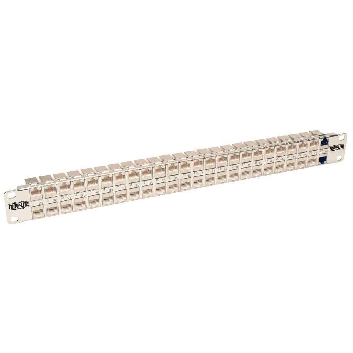 Tripp Lite 24-Port Cat6a Patch Panel Feedthrough Rackmount RJ45 Ethernet 1U Patch panel - CAT 6a - RJ-45 X 24 - 1U - 24 ports