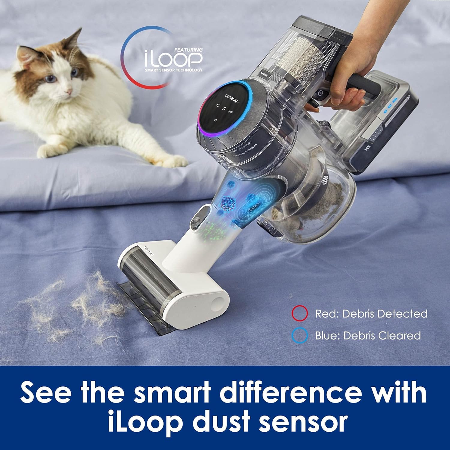 Tineco Pure ONE S11 Cordless Vacuum Cleaner, Smart Stick Handheld Vacuum Strong Suction & Lightweight, Cordless Handheld Vacuum Deep Clean Hair, Hard Floor, Carpet, Car (Pure ONE S11 Grey)