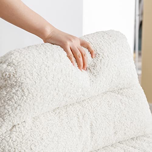 Wahson Comfy Accent Swivel Lounge Chair with Ottoman, Linen Upholstered Oversized Club Chair, for Living Room/Bedroom, Ivory