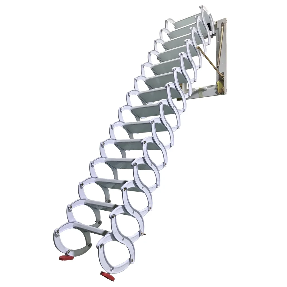 INTSUPERMAI Loft Wall Ladder Stairs Wall Mounted Attic Extension Folding Loft white 11.5ft Height 14 Steps