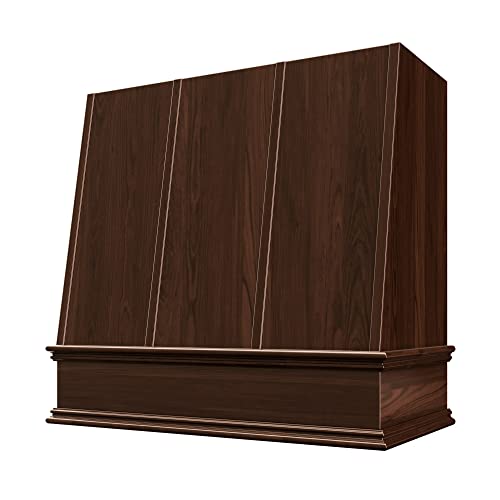 Wood Range Hood Angled Front with Decorative Molding | Custom Wall Mount Kitchen Vent Cover for Dream Kitchen | Plywood & Maple Veneer | 31.5" 37.5" 43.5" 49.5" 55.5" & 61.5"