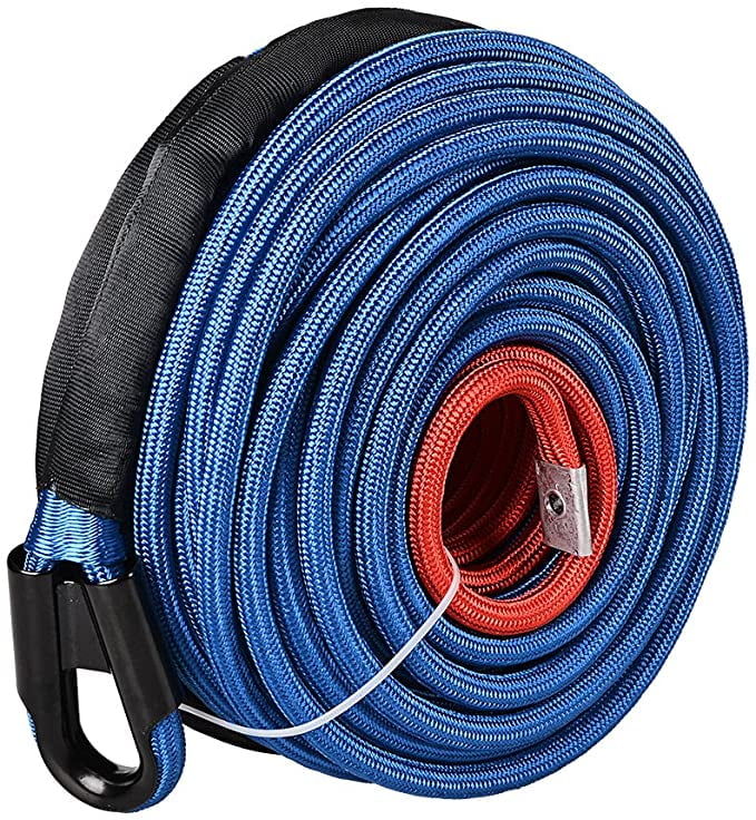Astra Depot Blue 3/8" x 95ft Synthetic Winch Rope 22000lbs Dyneemas Winch Cable Line Sleeve Protection Car Tow Recovery Cable for 4WD Off Road Vehicle Jeep SUV Truck