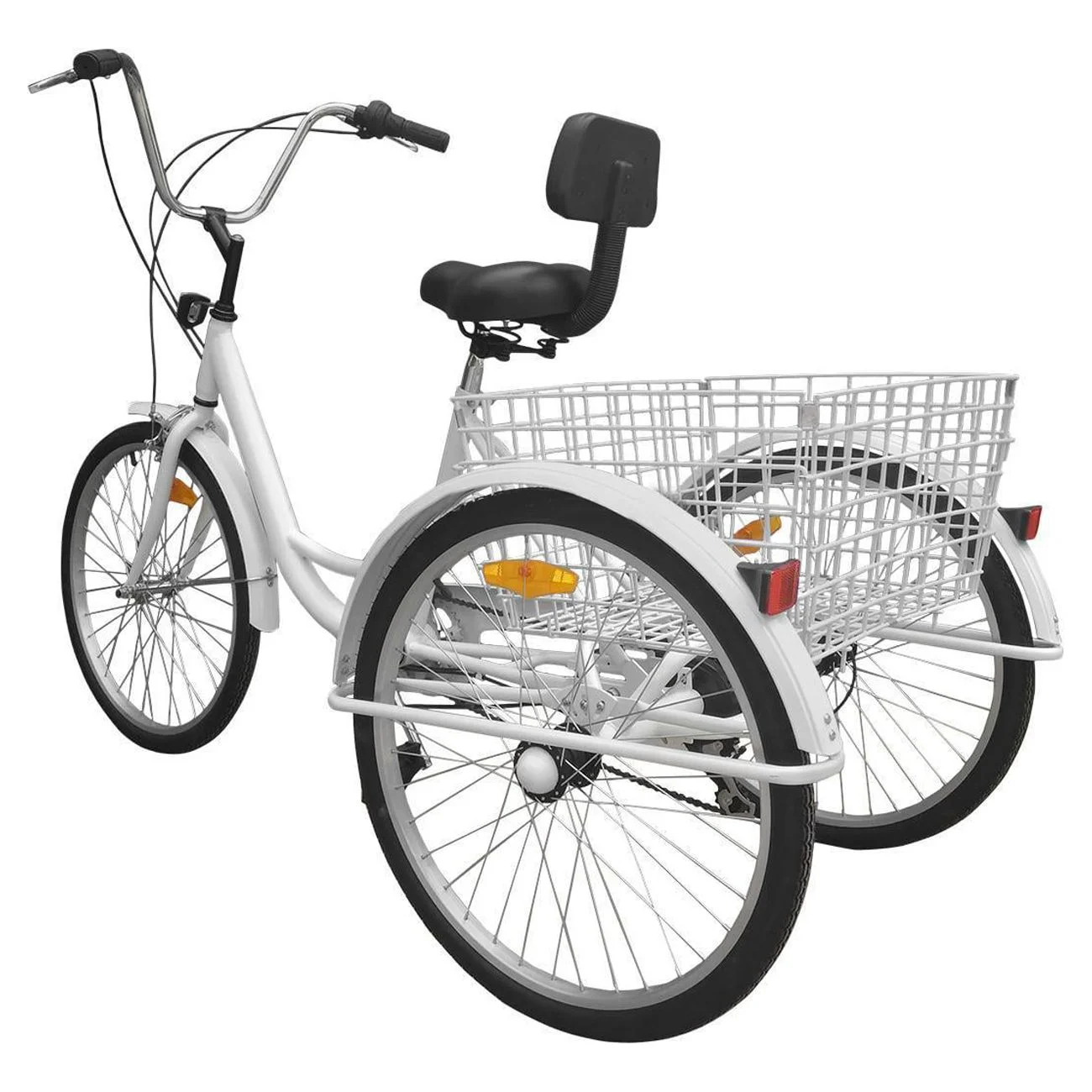 Motor Genic Unisex 7-Speed 24" Adult 3-Wheel Tricycle Cruise Bike With Basket Women Trike Bycicle White