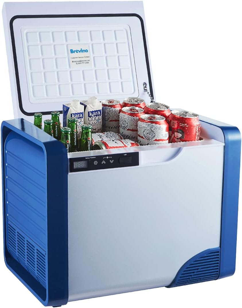 Portable Camper Refrigerator 12 Volt Electric Cooler 21 Quart Mini fridge for Car and RV,Portable Freezer (-4℉~68℉) for Travel Plug in Car Cooler, Work on 12/24V DC & 100/240V AC