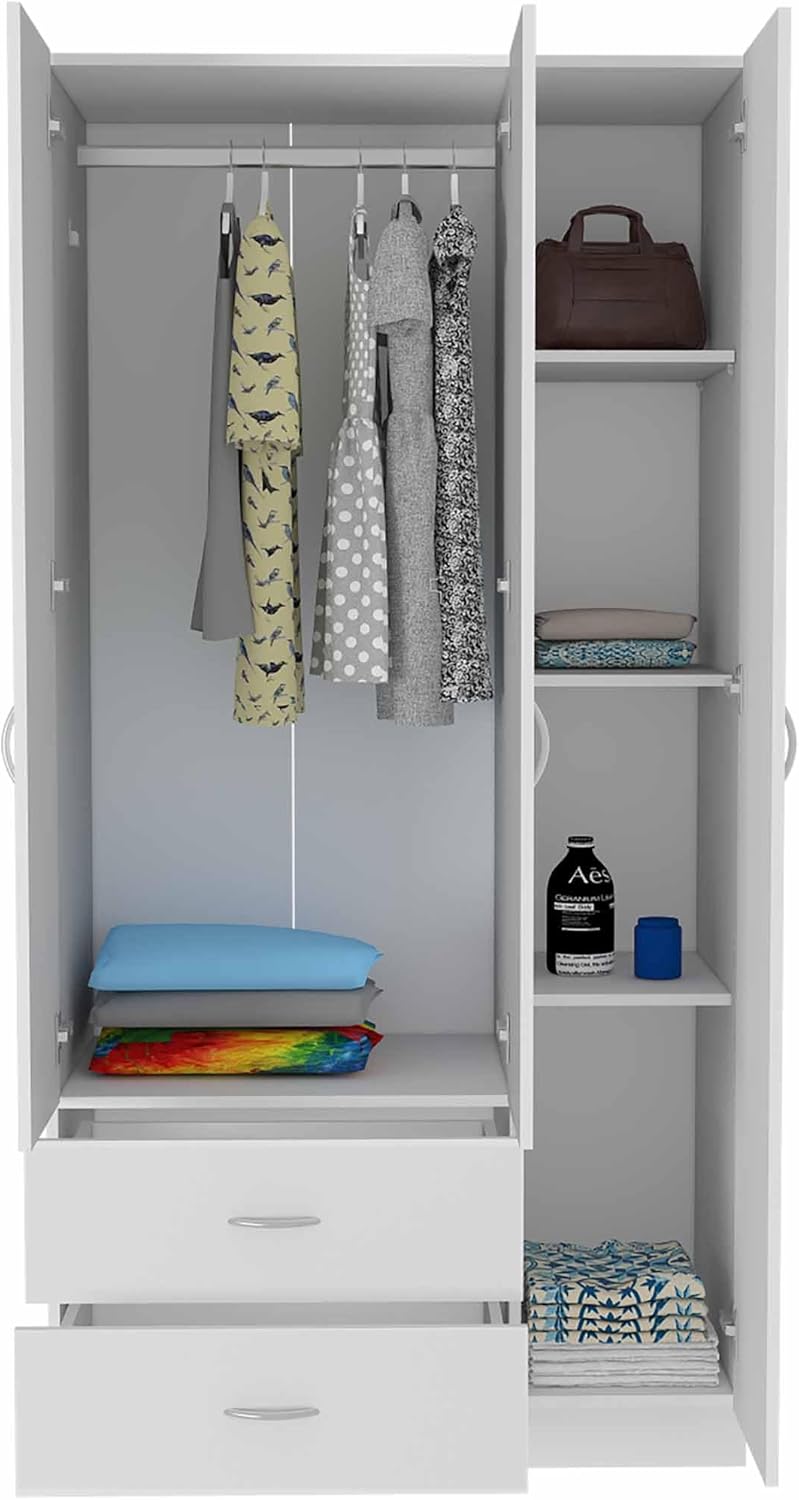 Rowaton 2-Drawer 3-Door Armoire White