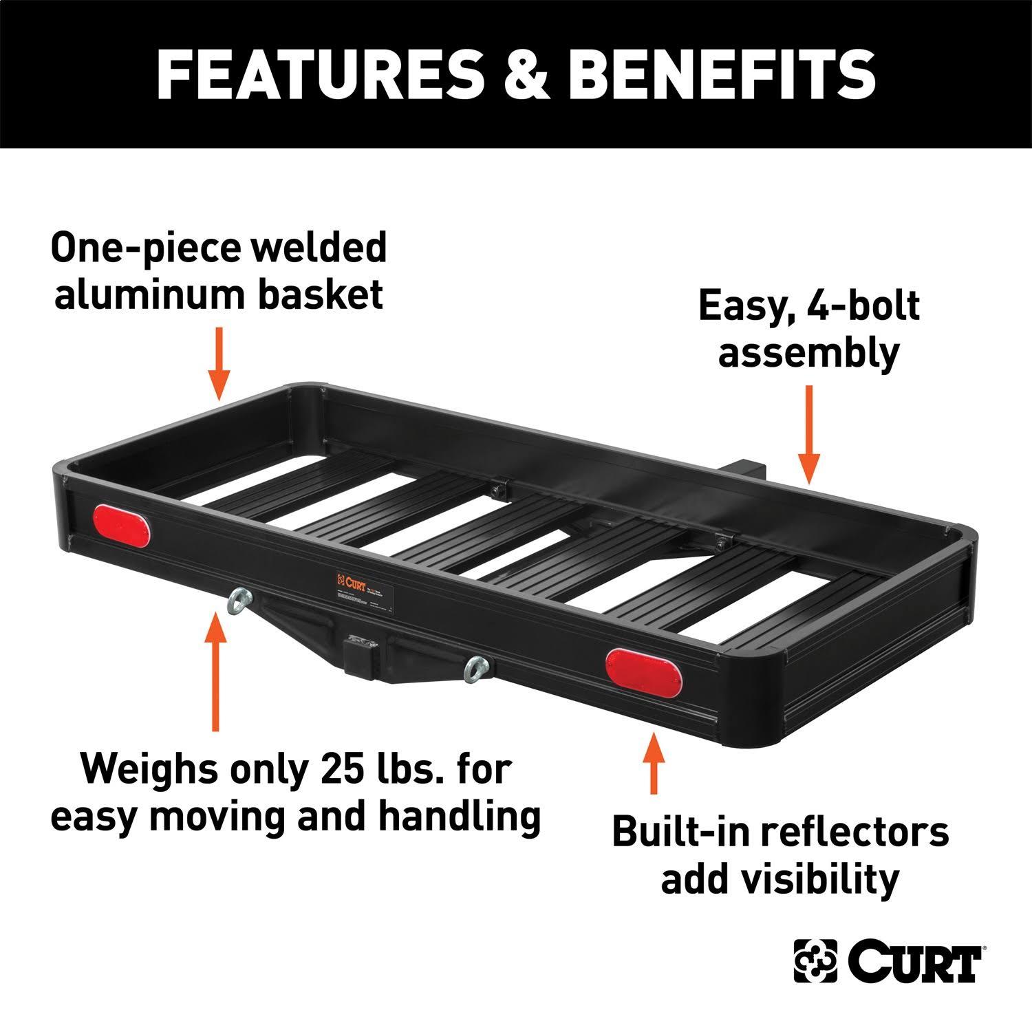 Curt 18113 Basket-Style Aluminum Cargo Carrier