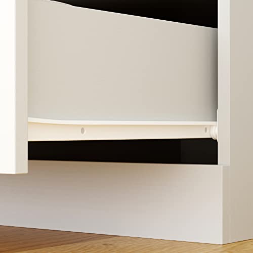 ECACAD Large Wardrobe Armoire with Multi-Tier Shelves, 5 Drawers, Hanging Rod & 4 Louver Doors, Wooden Closet Storage Cabinet for Bedroom, White (59.06”W x 19.06”D x 70.47”H)