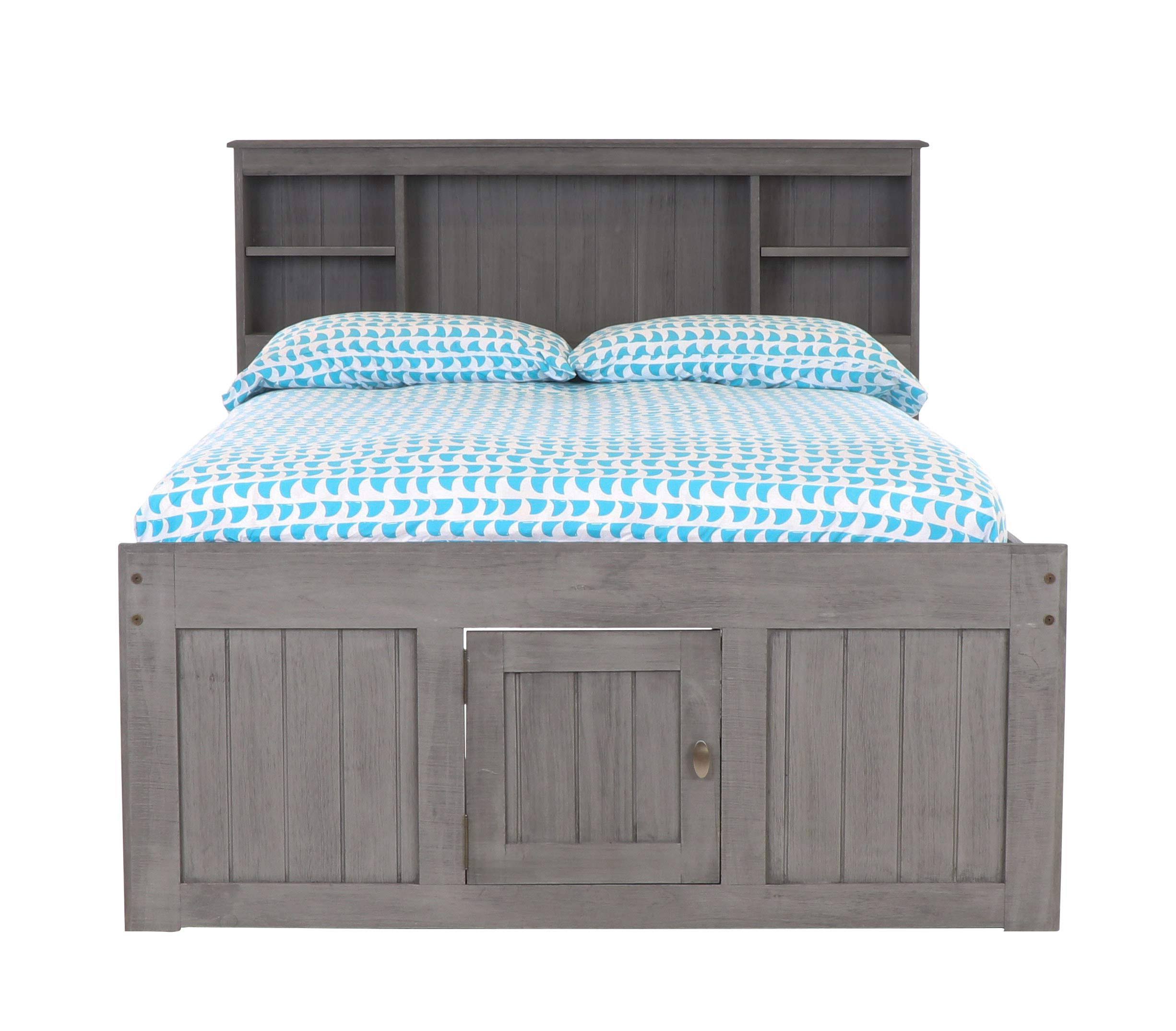 Discovery World Furniture Charcoal Full Bookcase Bed with 12 Drawers