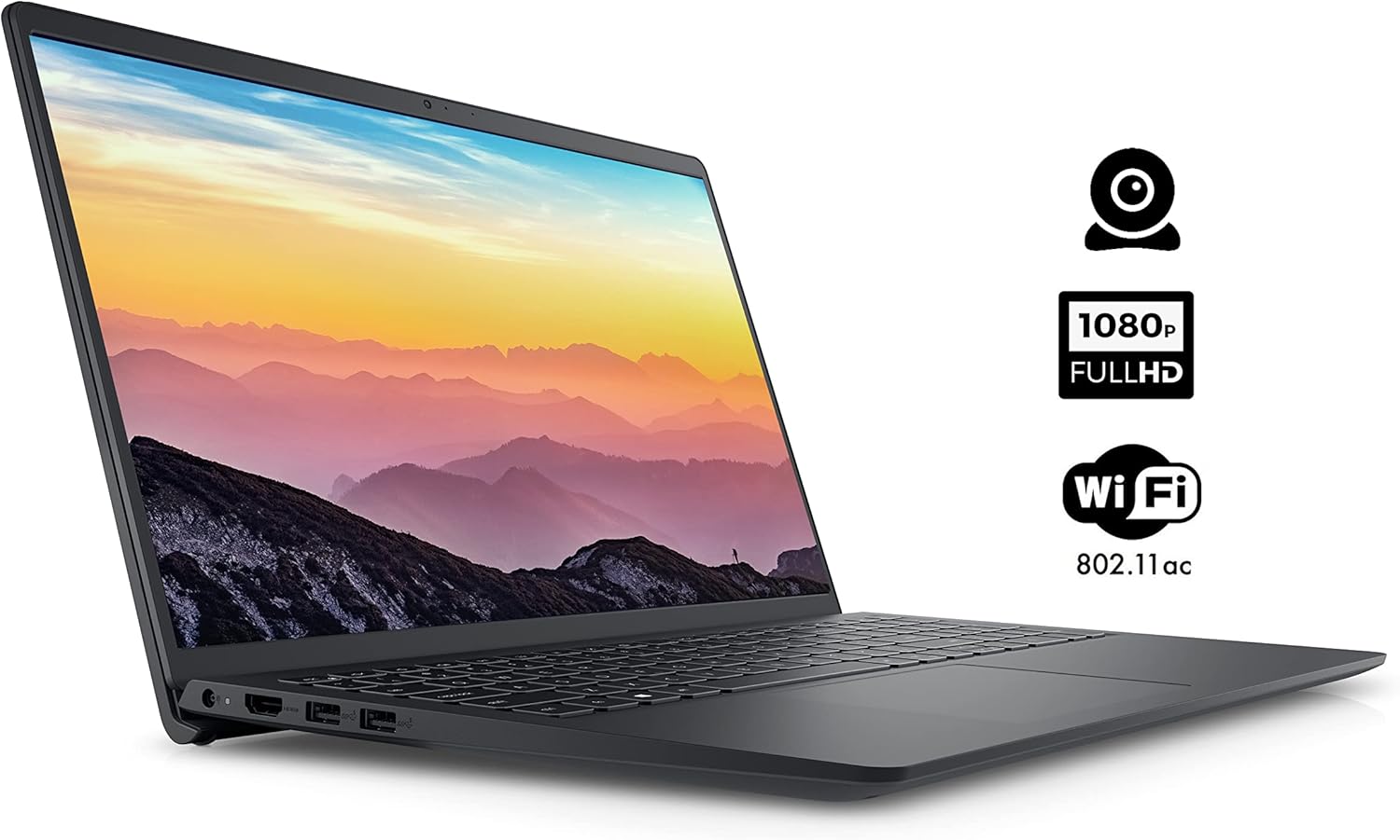 Dell Inspiron 15 3000 Series 3511 Laptop, 15.6" FHD Touchscreen, Intel Core i5-1035G1, 16GB DDR4 RAM, 256GB PCIe SSD, SD Card Reader, Webcam, HDMI, Wi-Fi, Windows 11 Home, Black