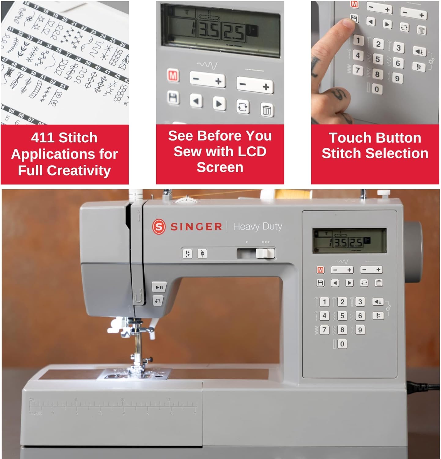 SINGER 9960 Sewing & Quilting Machine With Accessory Kit, Extension Table - 1,172 Stitch Applications & Electronic Auto Pilot Mode + SINGER Home Decor Presser Feet Kit