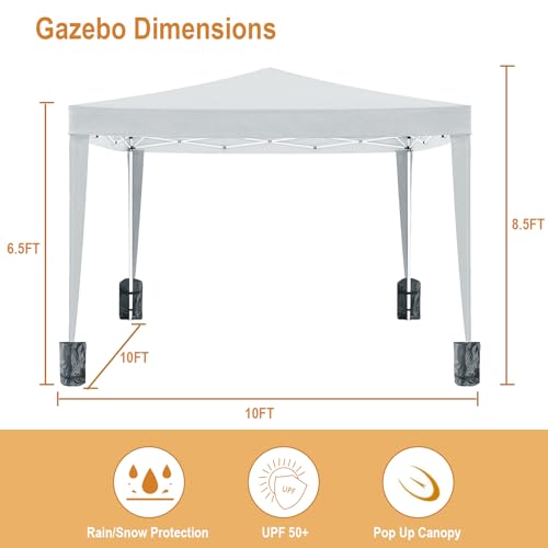 10x20 White Pop Up Canopy Tent Heavy Duty with 6 sidewalls Commercial Outdoor Party Tent Event Wedding Tents Instant Canopy Gazebo with Carry Bag UPF 50+ Waterproof Adjustable Height
