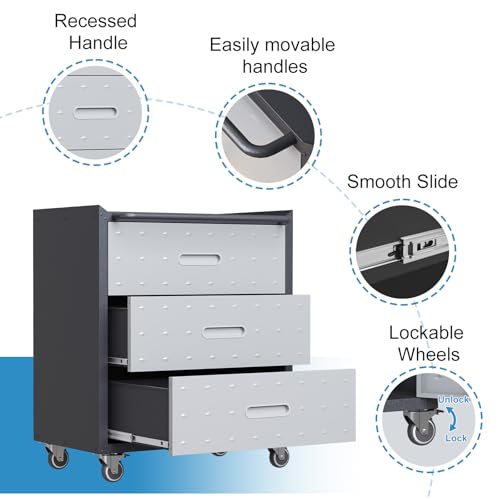 Garage Storage Cabinet Wall Cabinet with 2 Doors,Lockable Tool Cabinets Wall Mounted with Adjustale Shelves,Heavy Duty Steel Hanging Cabinets for Warehouse Kitchen Laundry,Assembly Required