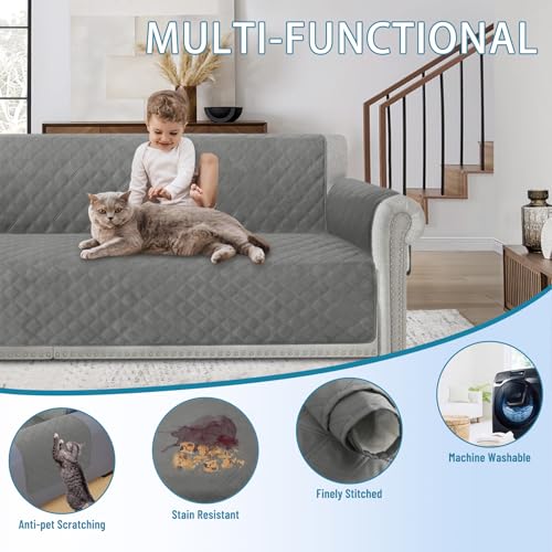 HDCAXKJ Waterproof Corner Sectional Couch Cover for Dogs Washable L Shape Sofa Cover Pets Protector 5 Piece U Shaped Sectional Slipcover L Shaped Couch Cover for Living Room (Dark Grey, Large)