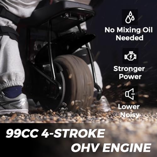 FRP GMB100 Mini Bike, 99CC 4-Stroke Mini Bikes for Adults, 3HP Gas Powered Mini Dirt Bike, Off-Road Motorcycle W/LED Headlight and Neck Gaiter, Up to 28 Mph, Weight Support Up to 220 LBS