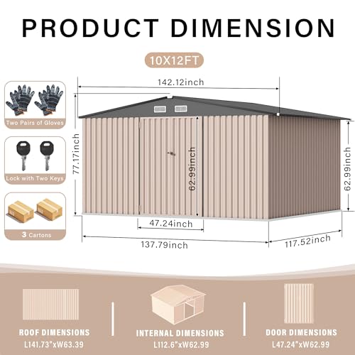 All-Weather Resin Shed with Window, Outdoor Plastic Garden Shed with Lockable Door and Vents, Outdoor Resin Storage Sheds for Tool, Bike, Backyard, Patio