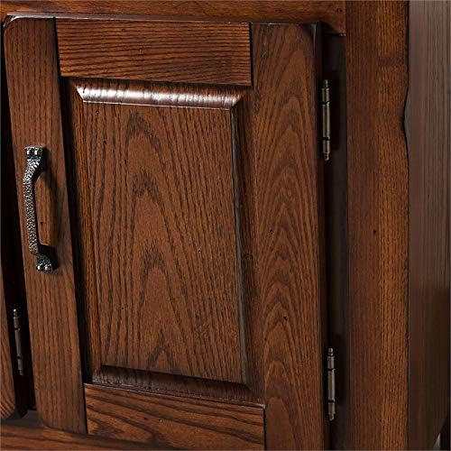 Beaumont Lane 57 Corner TV Stand Console Solid Wood with Glass Wooden Cabinet Storage in Rustic Autumn