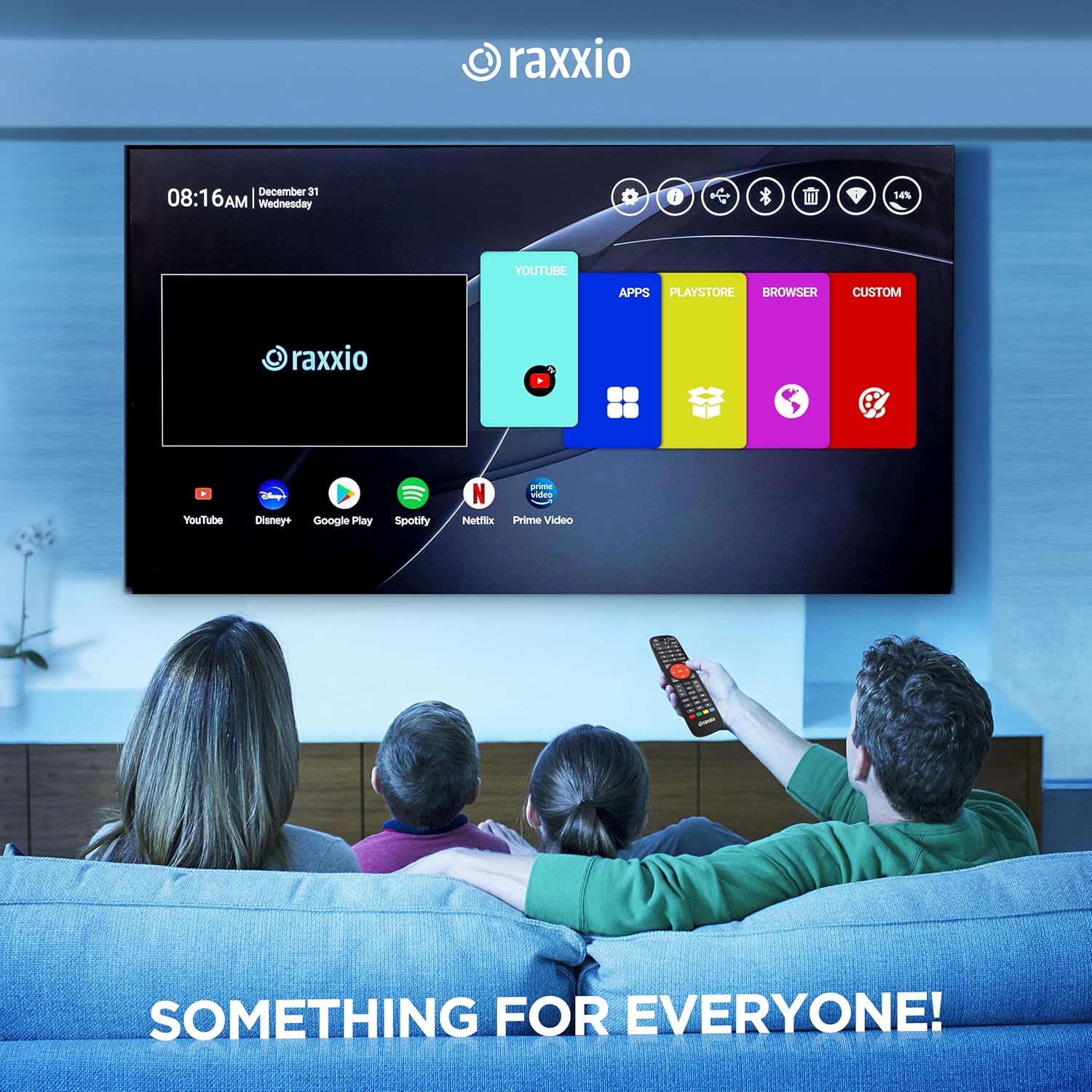 Raxxio Android TV Box - RAX2100 Android 9.0, Ultra HD 4K 75fps, 4GB RAM, 64 GB ROM, WiFi 2.5G + 5G, USB 3.0, and Bluetooth 4.1 Enabled Smart Android Box with HDMI Cable and Bluetooth Remote Control