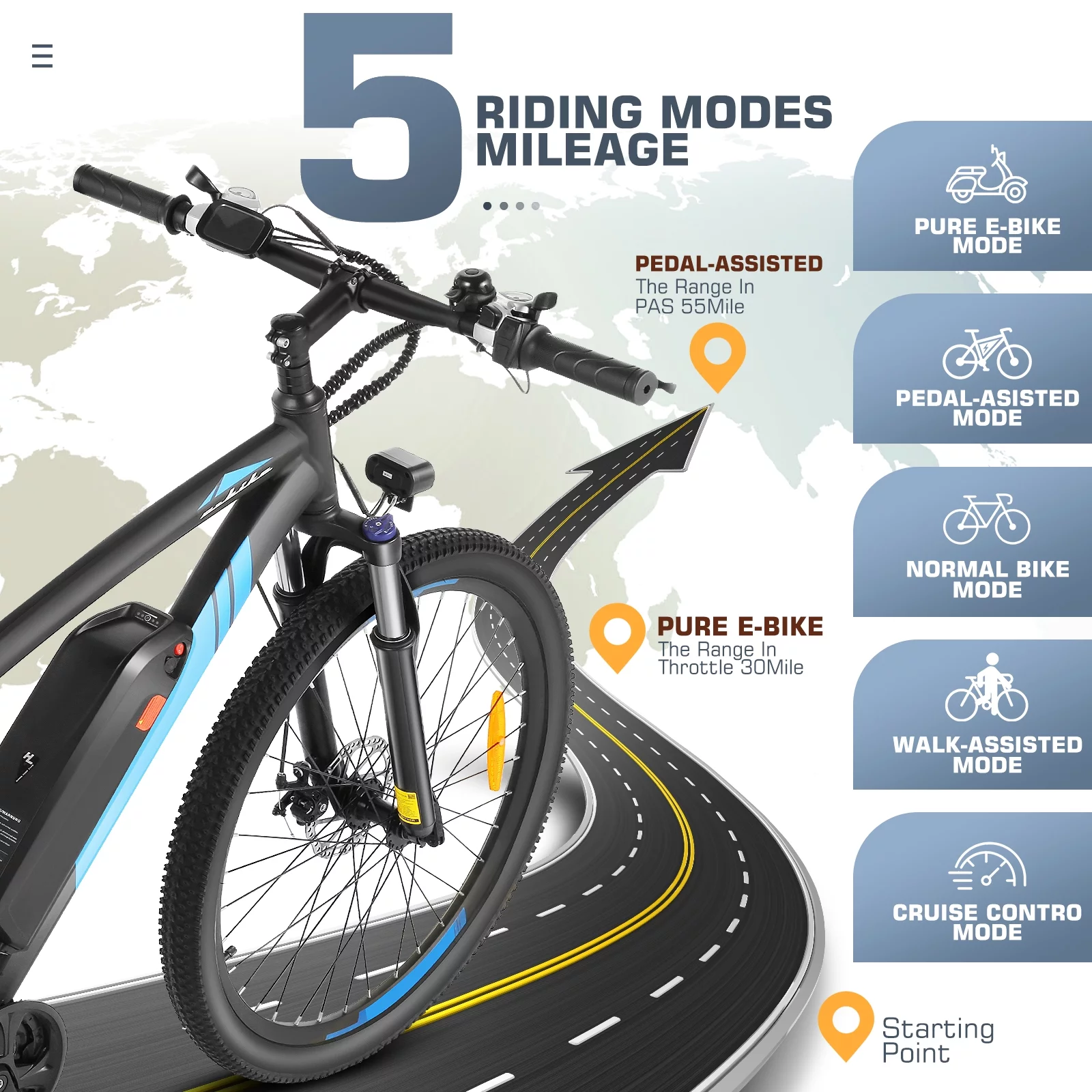 Elifine 27.5" Electric Bike, 500W Electric Bicycles for Adults, 48V 10.4Ah UL 2849 Removable Battery Ebike, 19.8mph Electric Mountain Bike, Lockable Suspension Fork, Professional 21 Speed Blue