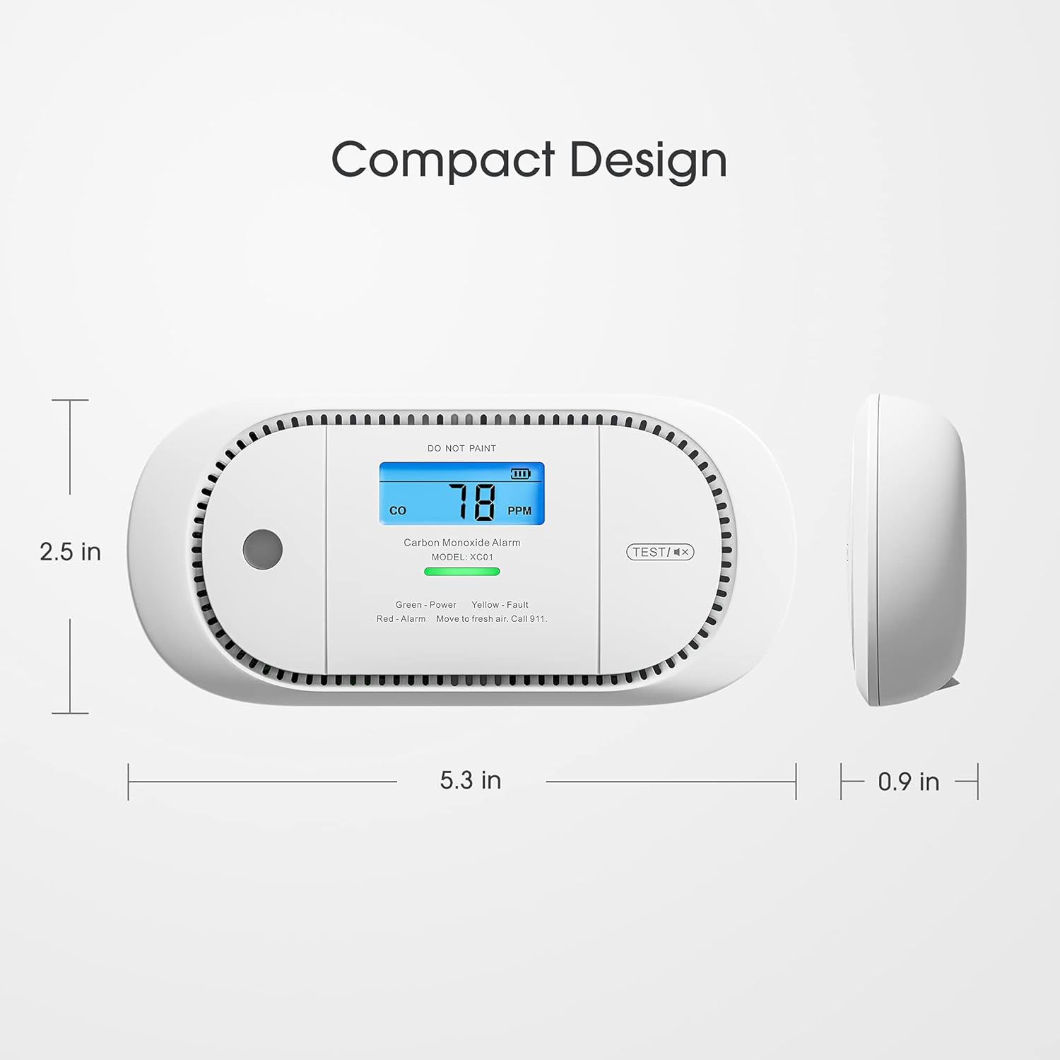 X-Sense Wireless Interconnected Carbon Monoxide Detector, Replaceable Battery Powered CO Alarm with Digital Display and Peak Value Memory, XC01-WR, Pack of 2