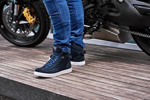 SHIMA SX-2 EVO Men's Motorcycle Shoes/Boots: Reinforced Leather, 4 Colors, TPU & ArmorPlus Ankle Safety, Breathable Suede & 3D Mesh, Anti-Slip Sole