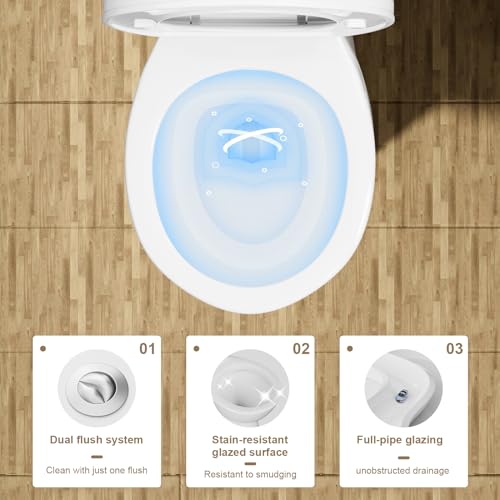 SUPERFLO Rear Outlet Toilet With 19 Inch Tall Toilet Bowl & Tank, High Toilets For Seniors With Rear Discharge-Includes Extension Pipe