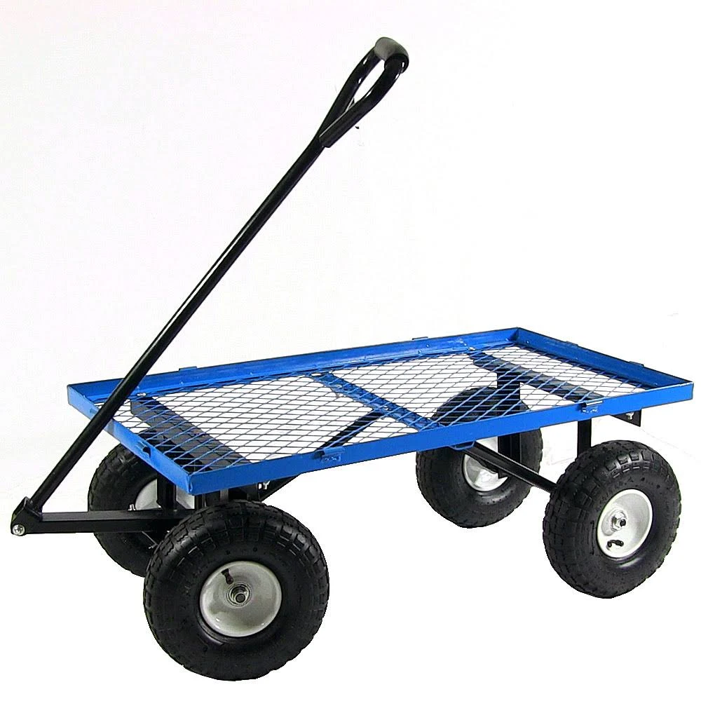 Sunnydaze Heavy-Duty Steel Log Cart, 400 Pound Weight Capacity, Blue