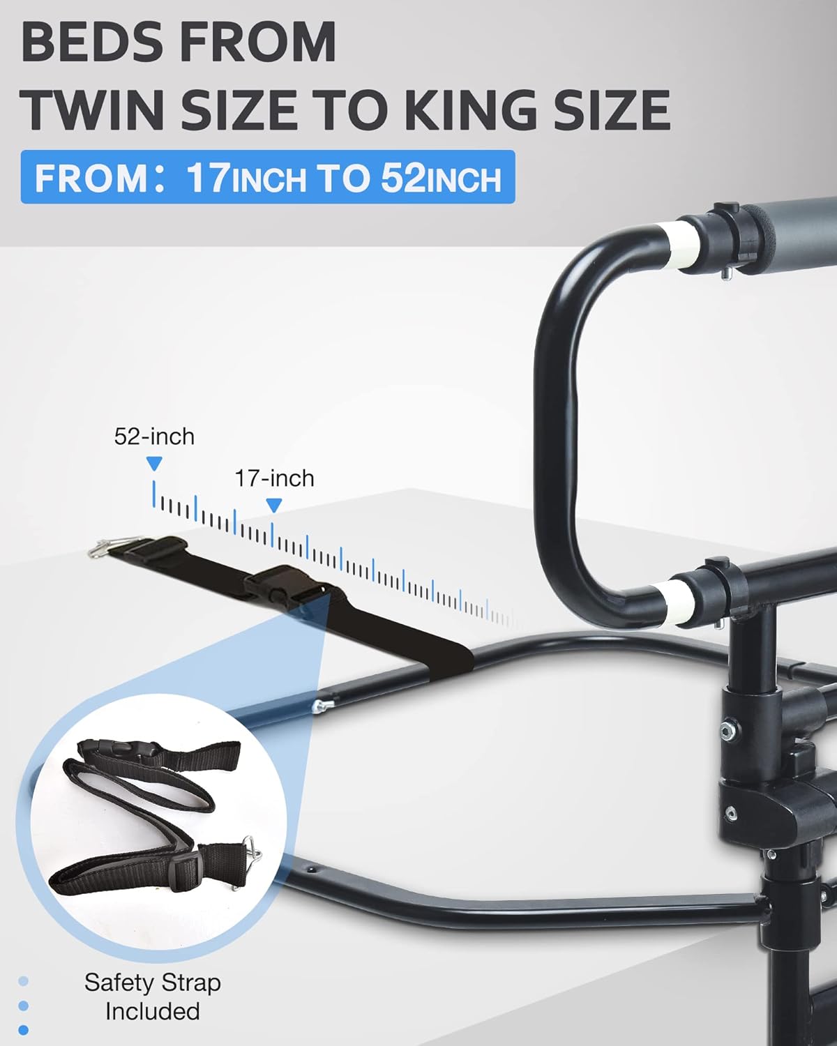 Heavy Duty Bed Rail for Senior & Elderly and People Falling Out of Bed - Foldable Bed Assist Handle - 504E