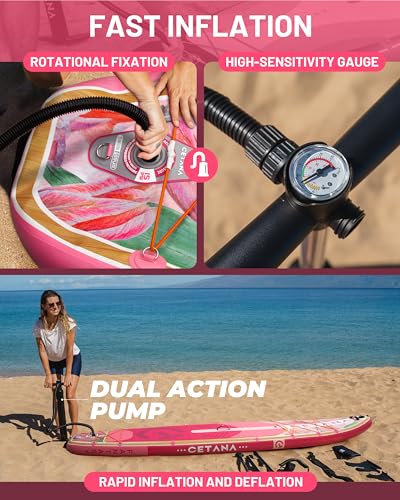 CETANA 11'6×35" Extra Wide Stand Up Paddle Board for Adults & Youth, 400lb Capacity Inflatable Paddle Board, Sup for 2+1 Person with Removable US Fin, 100L Backpack, Floating Paddle, Safety Leash