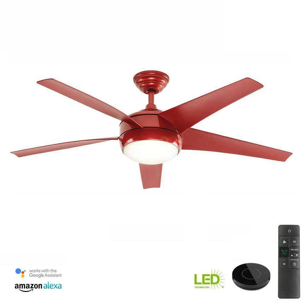 Home Decorators Collection Windward IV 52 in. LED Indoor Red Ceiling Fan with Light Kit Works with Google Assistant and Alexa 20
