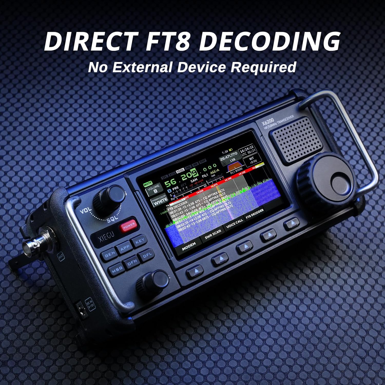 Xiegu X6200 HF Radio Transceiver, Portable HF/50MHz/WFM/AIR Receiver with RF Direct Sampling System, 3200mAh Replaceable Battery, 4" LCD Screen, Supports SSB/CW/AM/NFM/DIGI/WFM Modulations