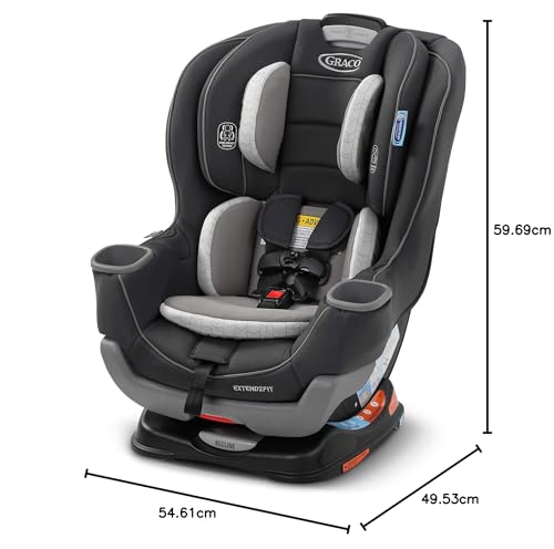 Graco Extend2Fit Convertible Baby Car Seat, Rear and Forward Facing, Adjustable Extension Panel for Extra Legroom, Gotham