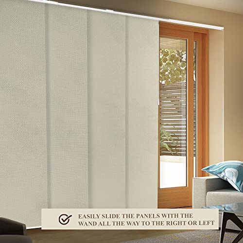 CHICOLOGY Blackout Room Darkening Fabric, Sliding Door Blinds , Room Divider ,Vertical Blinds for Patio Doors , Sliding Glass Door Blinds, , W:46-86 x H: Up to-96 inches, Mountain Snow (Thermal)