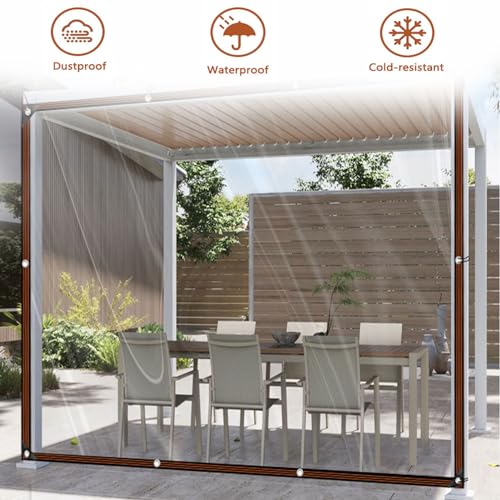 Clear Waterproof Tarps 20x20ft, Transparent Rainproof Tarpaulin, Heavy Duty Tear Resistant Transparent Tarp with Grommets, for Camping, Plants Greenhouse, Cars, Patio and Porch