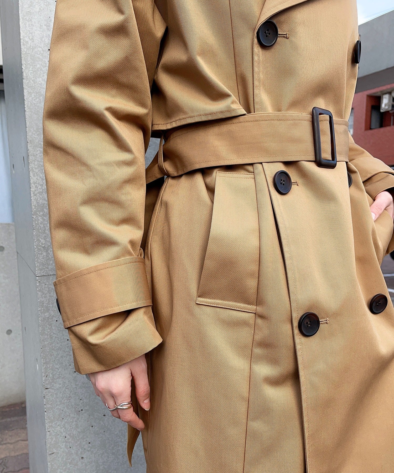 【SETUP7】Outer Trench Coat Double-Breasted Oversized Trench Big Silhouette Long Length Pocket Long Sleeve Spring Coat