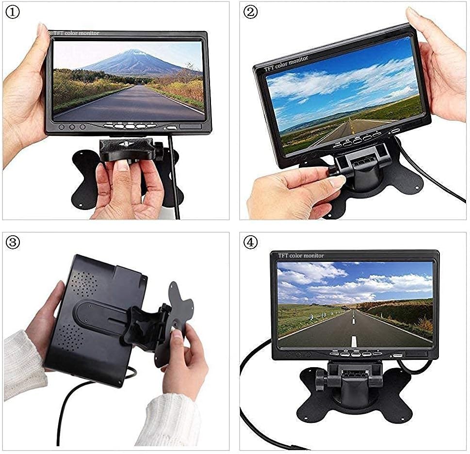 HD Backup Camera Kit 7 Inch LCD Rear View Camera Monitor, P67 Waterproof Night Vision, Easy Installation Back up Rearview Cam for Trucks, RVs, Trailers, Bus, Harveste, Pickup, Motor Home, Van ect.