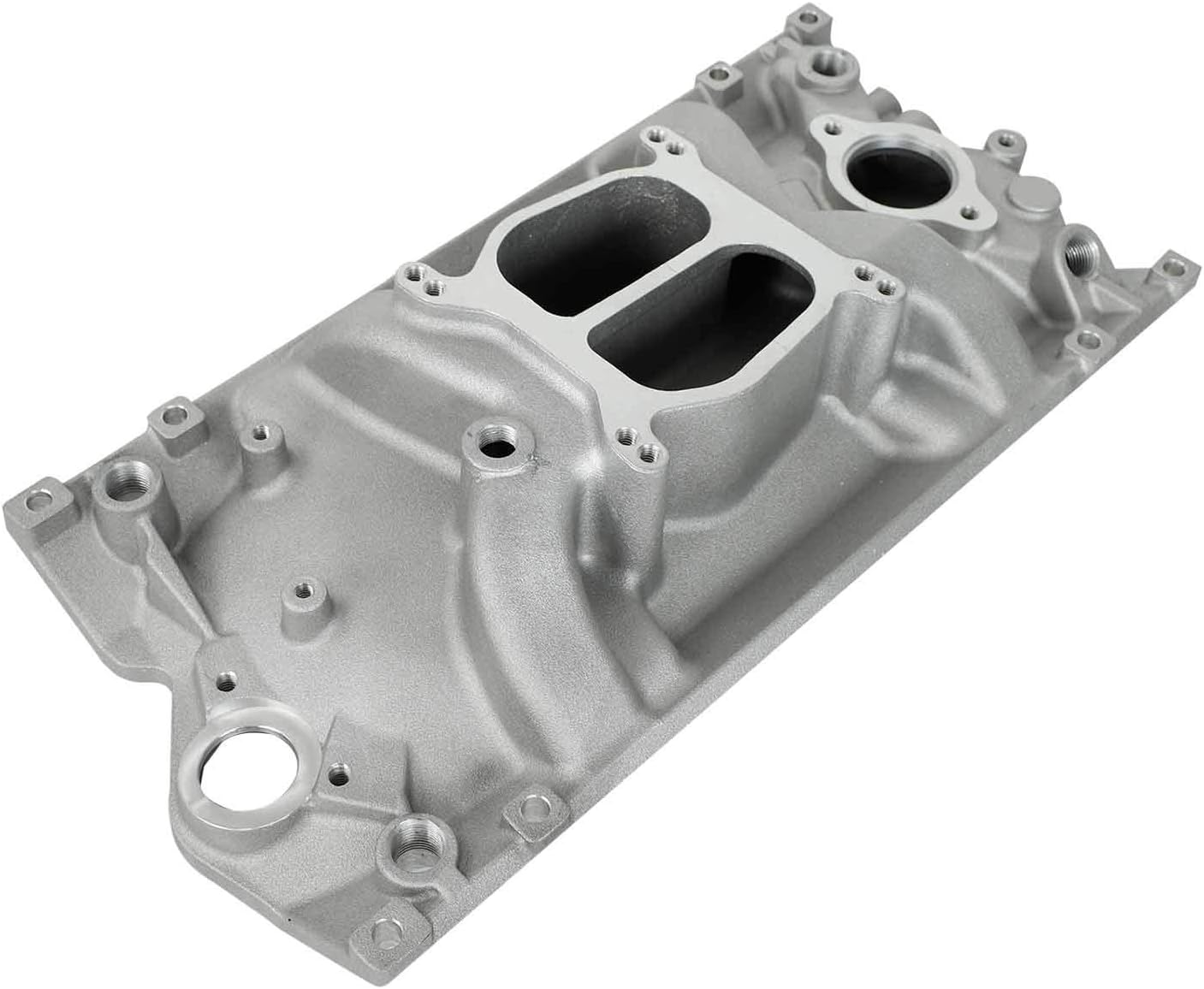 TYFYB Dual Plane Satin Aluminum Intake Manifold For SBC Chevy Vortec 350 Heads idle to 5500 RPM Power Range