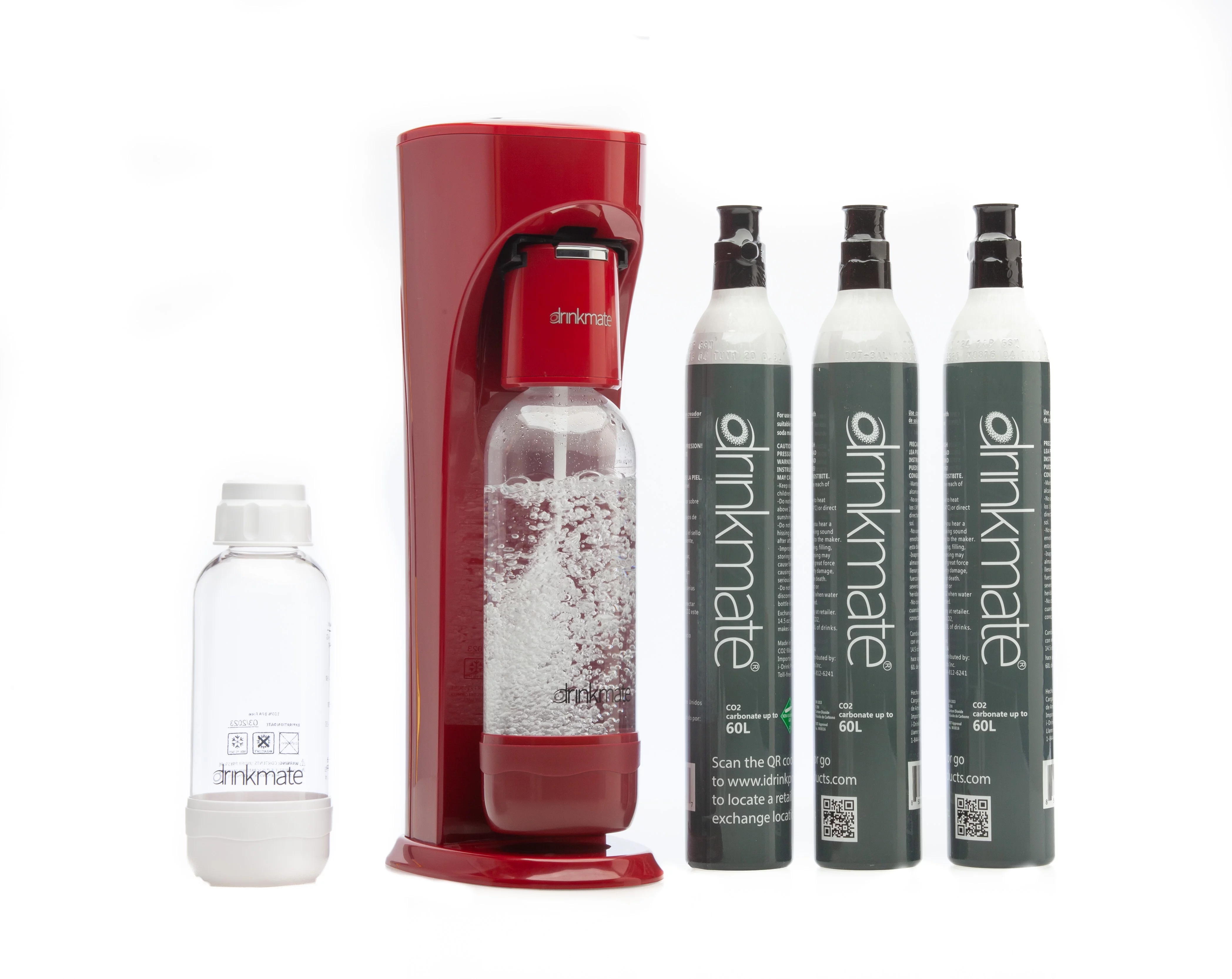 Drinkmate Sparkling Water and Soda Maker Ultimate Bundle, Carbonates Any Drink, Royal Red