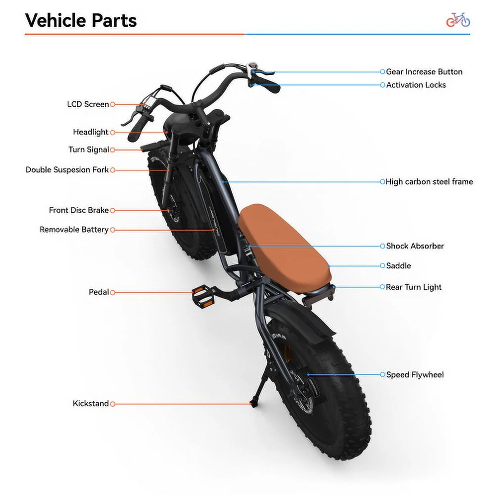 Electric Bike 20" x 4.0 Electric Bike for Adults with 750W Brushless Motor, Long-Lasting 48V 14Ah Removable Battery