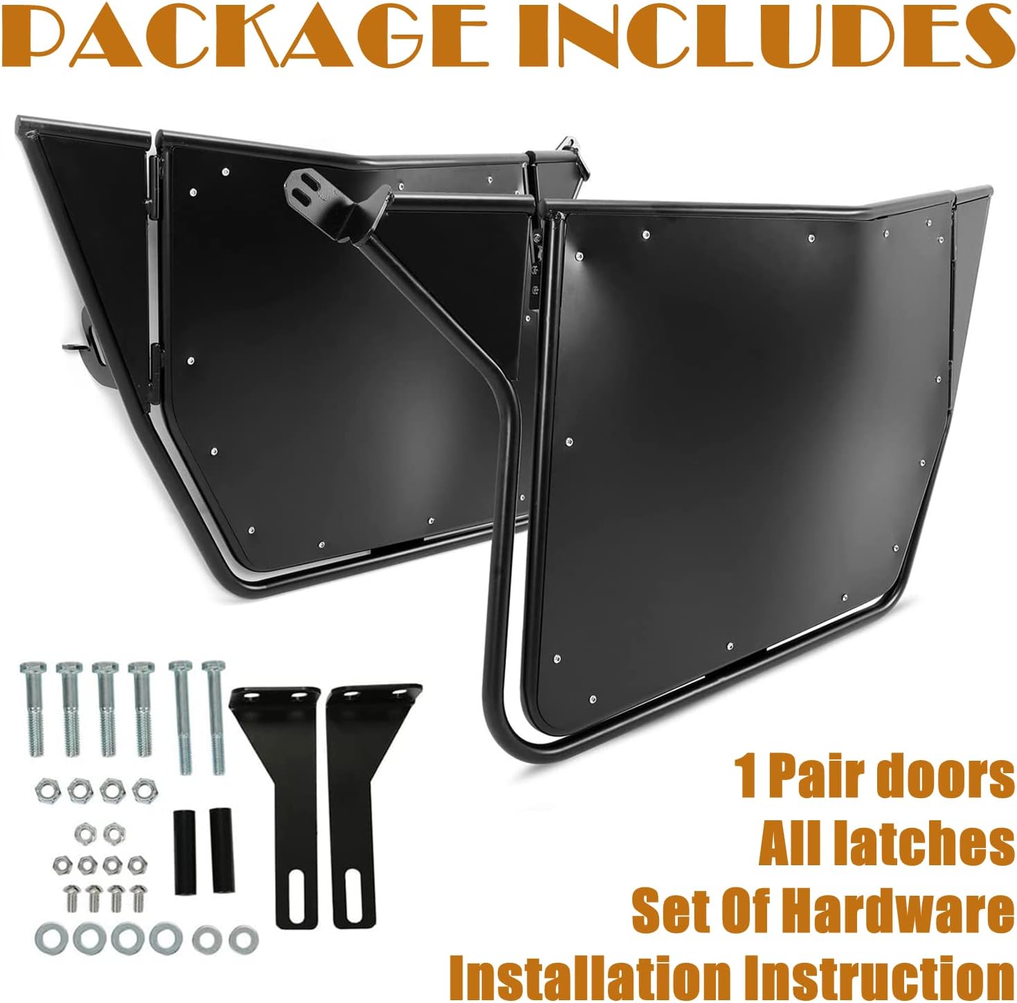 KINTOP UTV Side Doors Compatible with 2008-2014 Polaris RZR 800/S800/RZR 570/XP 900, W/Slam Latches For 2 Door Models Only 2 PCS(Black)