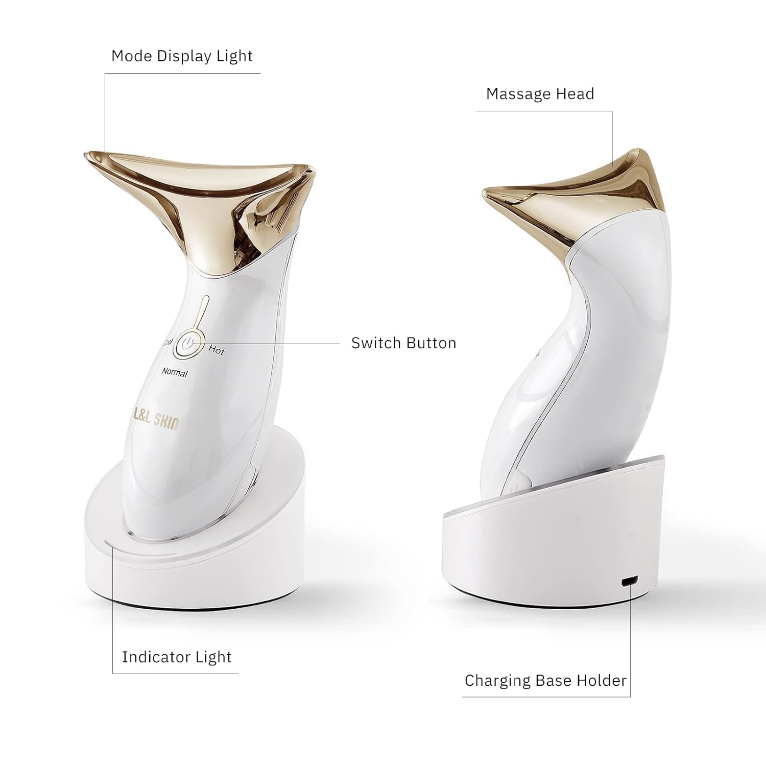L&L SKIN Facial Massager, Face Neck Lifting Massage Device with Hot & Cold Modes for Wrinkles